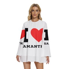 I Love Samantha Round Neck Long Sleeve Bohemian Style Chiffon Mini Dress by ilovewhateva