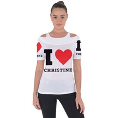 I Love Christine Shoulder Cut Out Short Sleeve Top