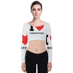 I Love Christine Velvet Long Sleeve Crop Top by ilovewhateva