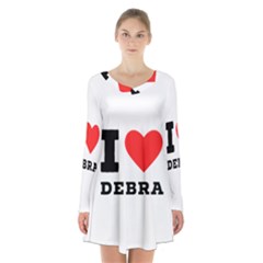 I Love Debra Long Sleeve Velvet V-neck Dress by ilovewhateva