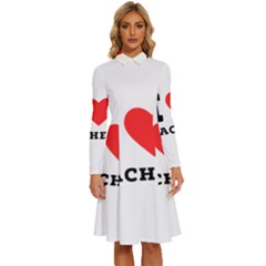 I Love Rachel Long Sleeve Shirt Collar A-line Dress