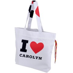 I Love Carolyn Drawstring Tote Bag by ilovewhateva