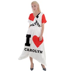 I Love Carolyn Cross Front Sharkbite Hem Maxi Dress by ilovewhateva