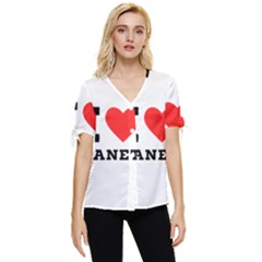 I Love Janet Bow Sleeve Button Up Top by ilovewhateva