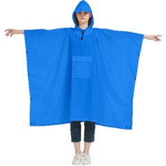 Azure Blue	 - 	hooded Rain Ponchos