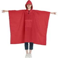 Amaranth Red	 - 	hooded Rain Ponchos