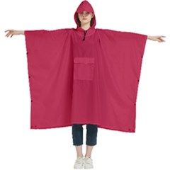 Bright Maroon Red	 - 	hooded Rain Ponchos by ColorfulWomensWear