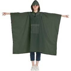 Kombu Green	 - 	hooded Rain Ponchos