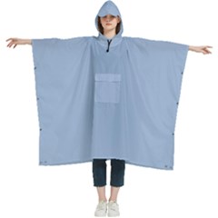 Soft Cerulean	 - 	hooded Rain Ponchos by ColorfulWomensWear