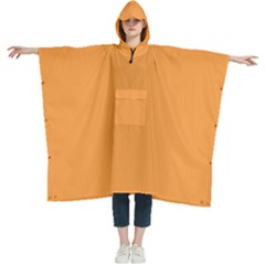 Neon Carrot Orange	 - 	hooded Rain Ponchos by ColorfulWomensWear