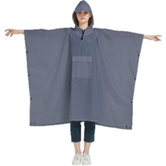 Mist Blue	 - 	hooded Rain Ponchos