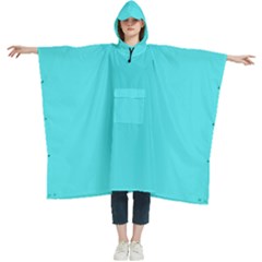 Celeste Blue	 - 	hooded Rain Ponchos