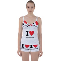 I Love Katherine Tie Front Two Piece Tankini by ilovewhateva