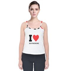 I Love Katherine Velvet Spaghetti Strap Top by ilovewhateva