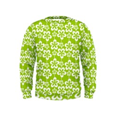 Lime Green Flowers Pattern Kids  Sweatshirt by GardenOfOphir