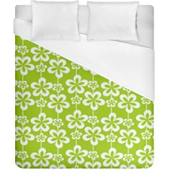 Lime Green Flowers Pattern Duvet Cover (california King Size) by GardenOfOphir