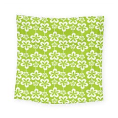 Lime Green Flowers Pattern Square Tapestry (small) by GardenOfOphir