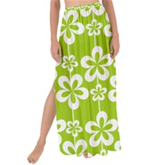 Lime Green Flowers Pattern Maxi Chiffon Tie-up Sarong by GardenOfOphir