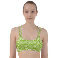 Lime Green Flowers Pattern Line Them Up Sports Bra by GardenOfOphir