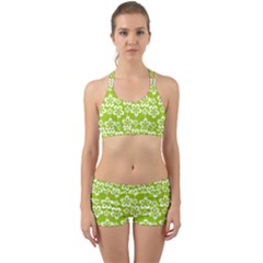 Lime Green Flowers Pattern Back Web Gym Set by GardenOfOphir