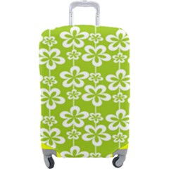 Lime Green Flowers Pattern Luggage Cover (large) by GardenOfOphir