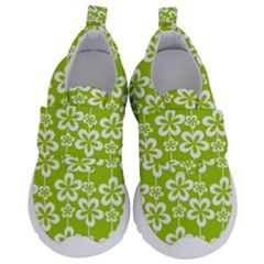 Lime Green Flowers Pattern Kids  Velcro No Lace Shoes by GardenOfOphir