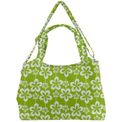 Lime Green Flowers Pattern Double Compartment Shoulder Bag by GardenOfOphir