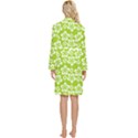 Lime Green Flowers Pattern Long Sleeve Velvet Robe View4