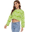 Lime Green Flowers Pattern Women s Lightweight Cropped Hoodie View2