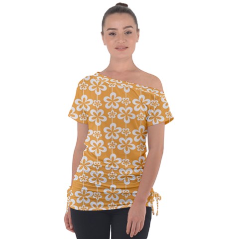 Pattern 110 Off Shoulder Tie-up Tee by GardenOfOphir