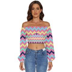 Pattern 114 Long Sleeve Crinkled Weave Crop Top