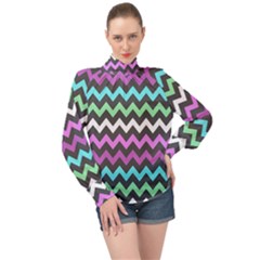 Pattern 115 High Neck Long Sleeve Chiffon Top by GardenOfOphir