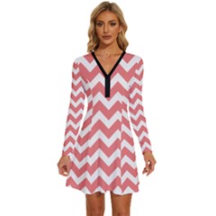 Pattern 125 Long Sleeve Deep V Mini Dress  by GardenOfOphir