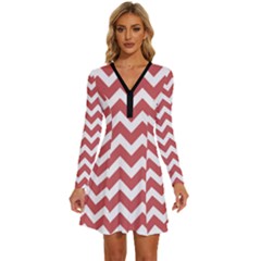 Pattern 124 Long Sleeve Deep V Mini Dress  by GardenOfOphir