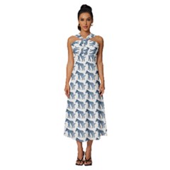 Pattern 130 Sleeveless Cross Front Cocktail Midi Chiffon Dress