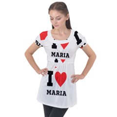 I Love Maria Puff Sleeve Tunic Top by ilovewhateva