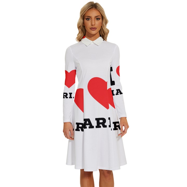 I love maria Long Sleeve Shirt Collar A-Line Dress