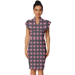 Pattern 139 Vintage Frill Sleeve V-neck Bodycon Dress by GardenOfOphir