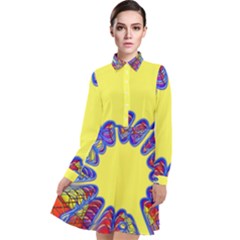 Explosion Big Bang Colour Structure Long Sleeve Chiffon Shirt Dress by Semog4