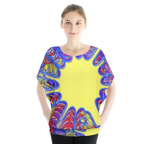 Explosion Big Bang Colour Structure Batwing Chiffon Blouse by Semog4