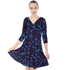 Artificial Intelligence Network Quarter Sleeve Front Wrap Dress by Semog4