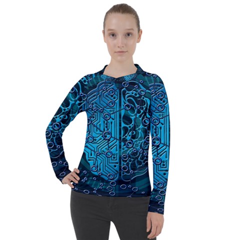 Artificial Intelligence Network Blue Art Women s Pique Long Sleeve Tee by Semog4