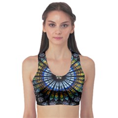 Mandala Floral Rose Window Strasbourg Cathedral France Sports Bra by Semog4