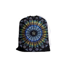 Mandala Floral Rose Window Strasbourg Cathedral France Drawstring Pouch (medium) by Semog4