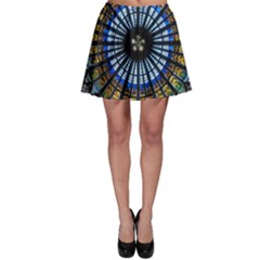 Mandala Floral Rose Window Strasbourg Cathedral France Skater Skirt by Semog4