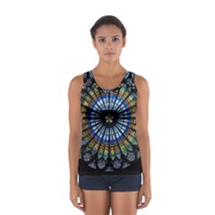 Mandala Floral Rose Window Strasbourg Cathedral France Sport Tank Top  by Semog4