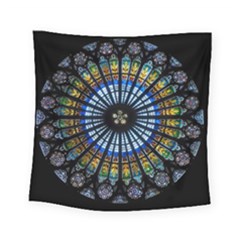 Mandala Floral Rose Window Strasbourg Cathedral France Square Tapestry (small) by Semog4