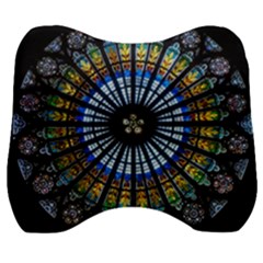 Mandala Floral Rose Window Strasbourg Cathedral France Velour Head Support Cushion by Semog4