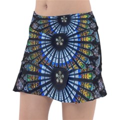 Mandala Floral Rose Window Strasbourg Cathedral France Classic Tennis Skirt by Semog4