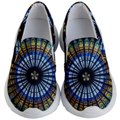 Mandala Floral Rose Window Strasbourg Cathedral France Kids Lightweight Slip Ons by Semog4